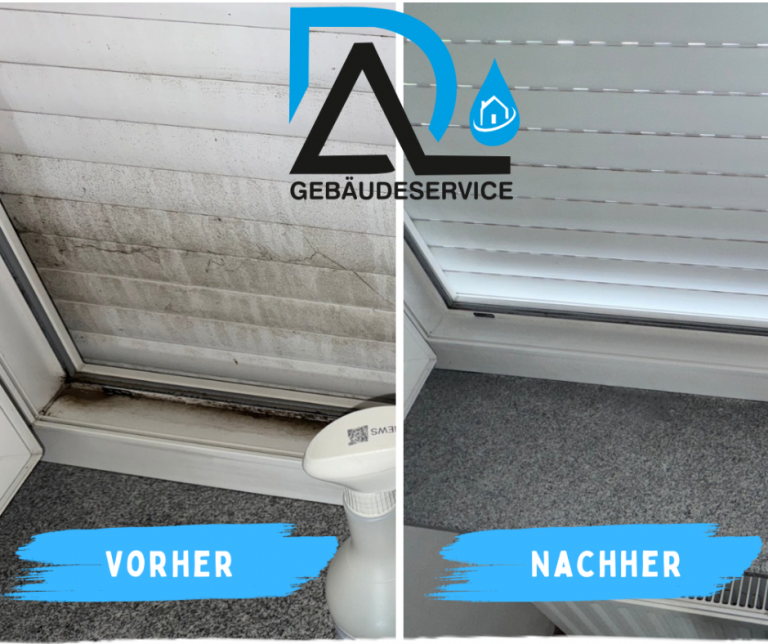 Vorher-Nachher: Resultat der Reinigung Vorher-Nachher Vergleich einer Jalousienreinigung in Nagold durch Gebäudeservice Dal.